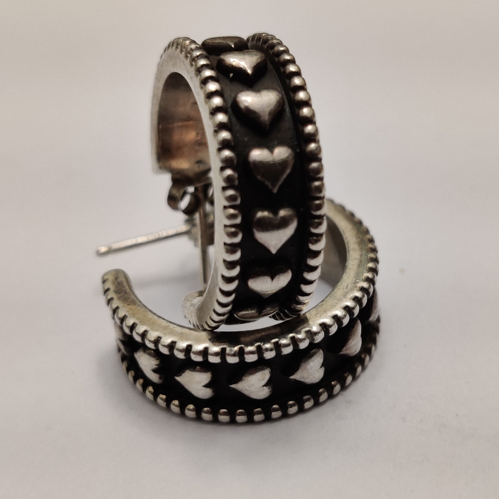 Silver Heart Hoop Earrings